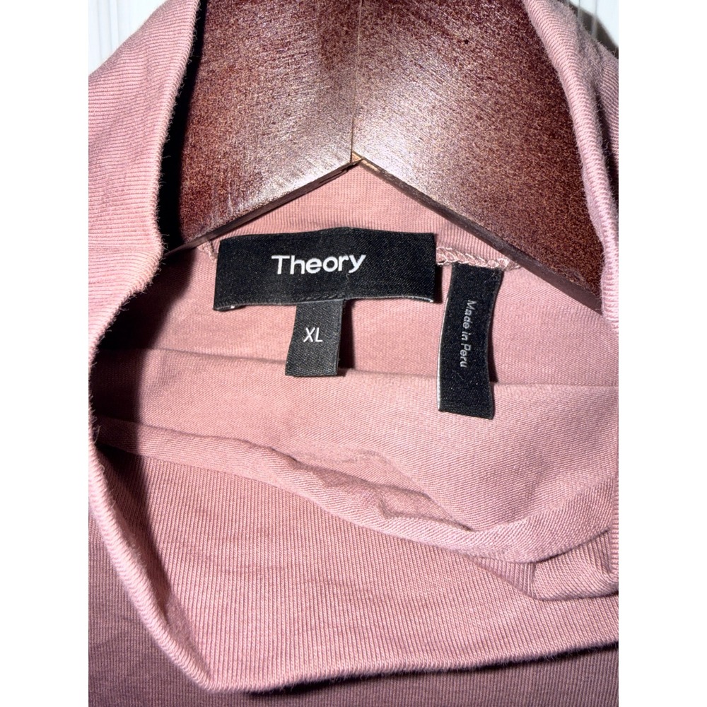 Theory Womens Turtleneck Top Mauve Pink Long Sleeve Mock Neck XL - Picture 2 of 3